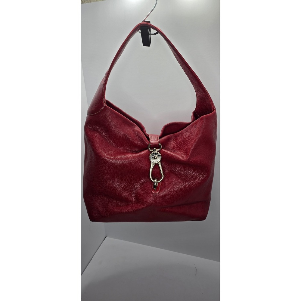 Dooney & Bourke Red Pebbled Leather Hobo Shoulder Bag Lobster Clasp J3425896